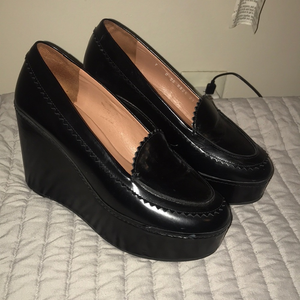 Robert Clergerie black wedge loafers